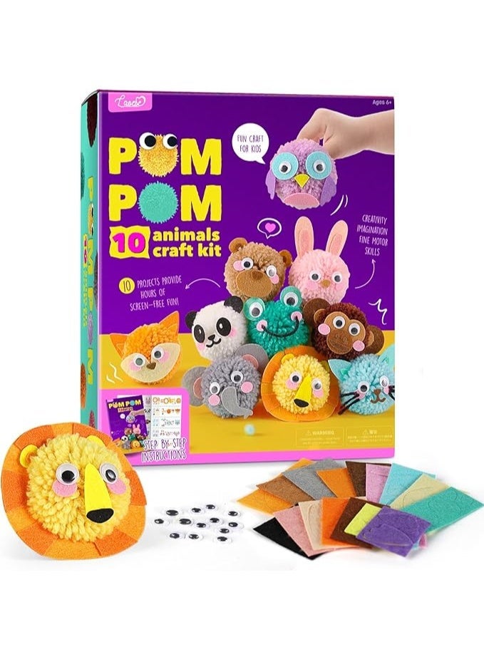 Pom Pom Craft Kit - Animal Arts and Crafts for Kids - DIY Art Supplies, Toys Gifts for Girls 4 5 6 7 8 9 10 Years Old - Image 1
